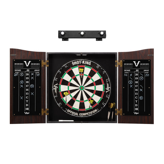 Viper Vault Cabinet with Shot King Sisal Dartboard & Shadow Buster Dartboard Lights