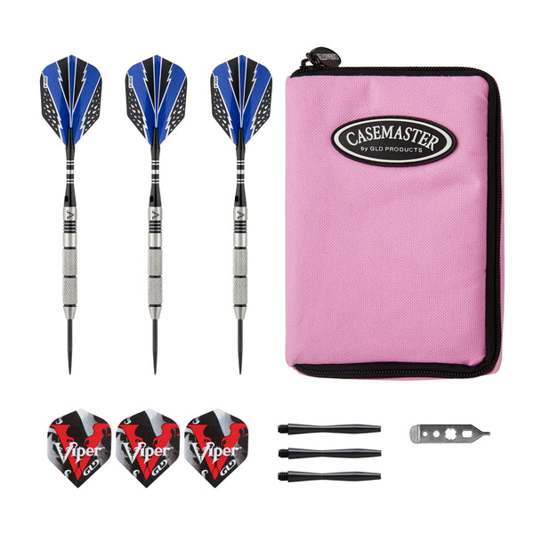 Viper Cold Steel Tungsten Steel Tip Darts 21 Grams and Casemaster Select Pink Nylon Dart Case