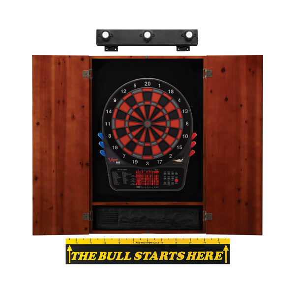 Viper 800 Electronic Dartboard, Metropolitan Cinnamon Cabinet, Throw Line Marker & Shadow Buster Dartboard Light Bundle