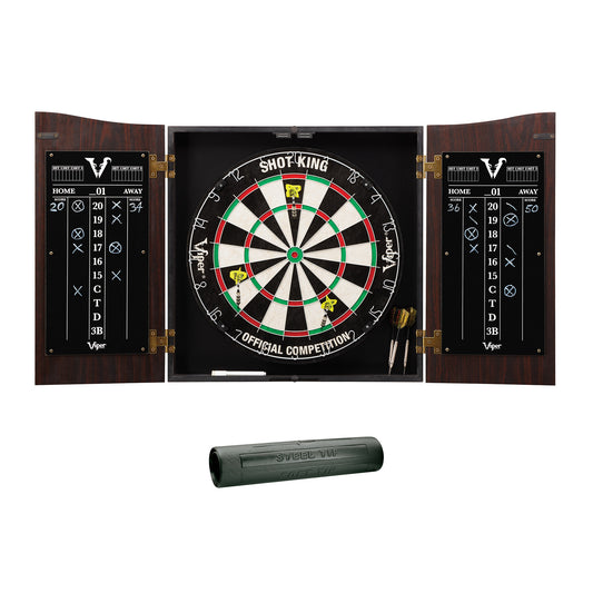 Viper Vault Cabinet with Shot King Sisal Dartboard & Padded Dart Mat