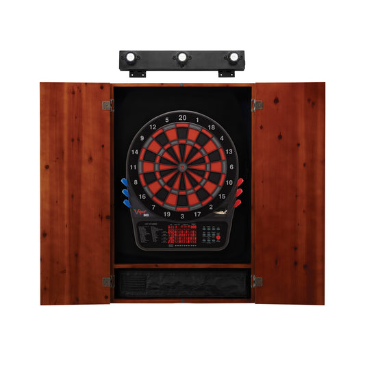 Viper 800 Electronic Dartboard, Metropolitan Cinnamon Cabinet & Shadow Buster Dartboard Light Bundle