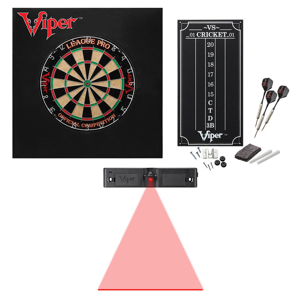 Viper League Pro Sisal Dartboard Starter Kit, Throw Line Light, and Viper Wall Defender II