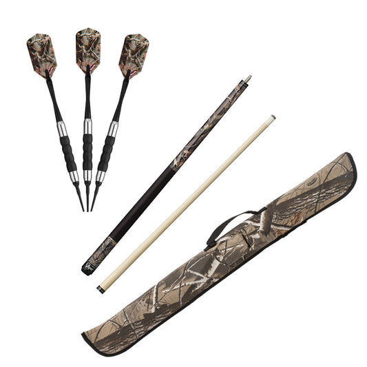 Fat Cat Realtree Xtra Soft Tip Darts 16gm, Viper Realtree Hardwoods HD Junior Cue, and Viper Realtree Hardwoods HD Soft Cue Case