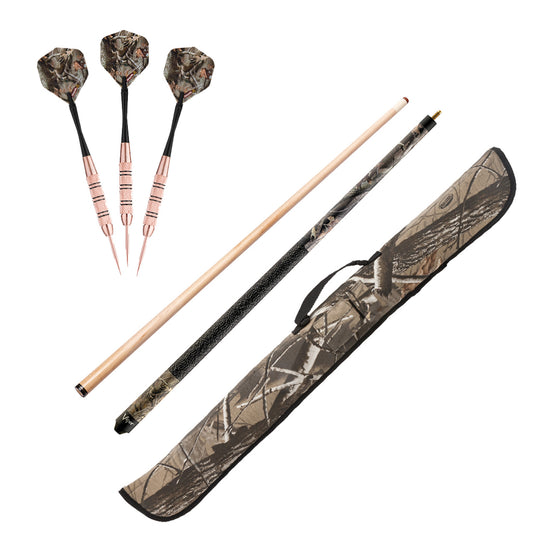 Fat Cat Realtree Hardwoods HD Steel Tip Darts 23gm, Viper Realtree Hardwoods Camouflage Cue, and Viper Realtree Hardwoods HD Soft Cue Case