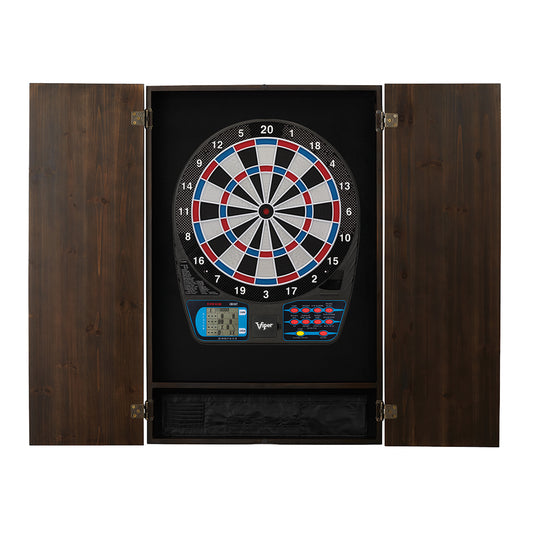 Viper Metropolitan Espresso Soft Tip Dartboard Cabinet and Viper 787 Electronic Dartboard