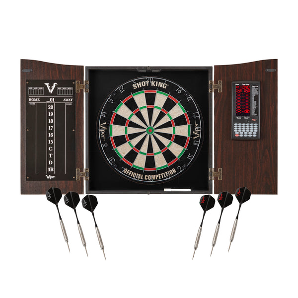 Viper Vault Cabinet Deluxe Set with Built-In Pro Score and Included Shot King Dartboard