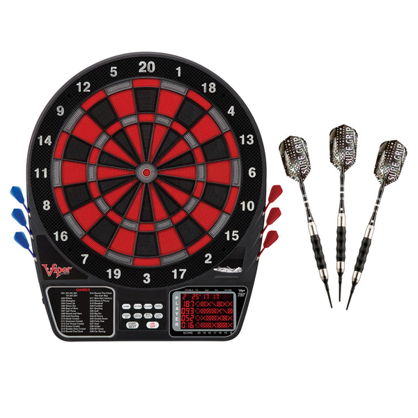 Viper 797 Electronic Dartboard & Sure Grip Black Soft Tip Darts