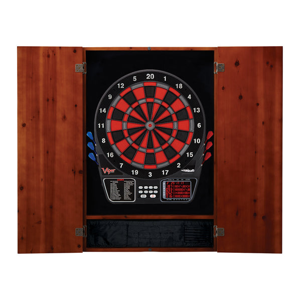 Viper Metropolitan Cinnamon Soft Tip Dartboard Cabinet and Viper 797 Electronic Dartboard