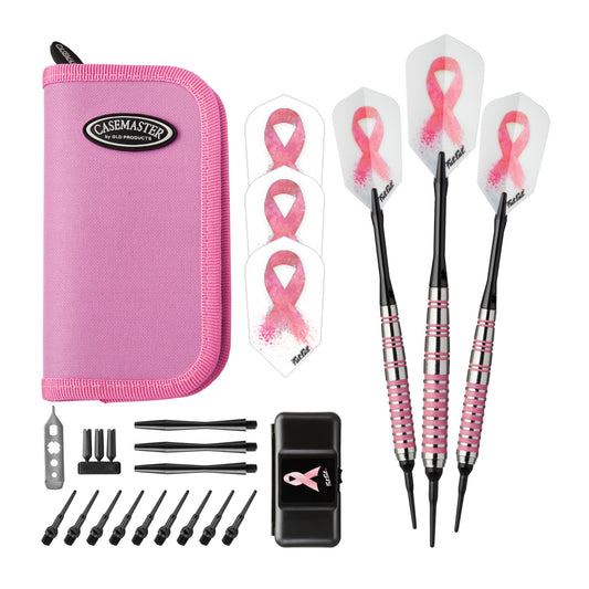 Fat Cat Pink Lady Soft Tip Darts 16 Grams and Casemaster Deluxe Pink Nylon Dart Case