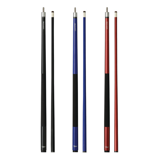 Viper Graphstrike Cue Black, Viper Graphstrike Cue Blue, and Viper Graphstrike Cue Red