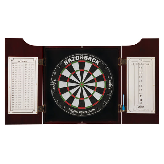 Viper Razorback Sisal Dartboard & Metropolitan Mahogany Cabinet